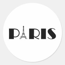 Negro y blanco de París de la torre Eiffel Pegatina Redonda