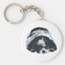 Negro y blanco de Shih Tzu Llaveros