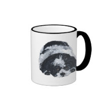 Negro y blanco de Shih Tzu Tazas