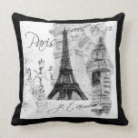 Negro y blanco del collage de la torre Eiffel de P Almohada