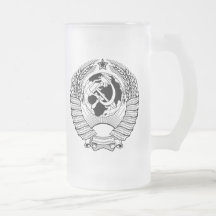 Negro y blanco del escudo de armas de Unión Soviét Tazas De Café