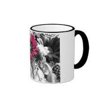 Negro y blanco del ramo de la primavera tazas de café