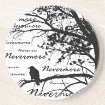 Negro y blanco Raven nunca más la silueta Posavasos Diseño