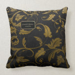 Negro y damasco Wedding2 - personalizar del oro Almohada