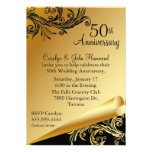 Negro y invitación del aniversario de boda del oro
