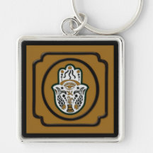Negro y llavero de Hamsa del oro