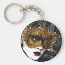Negro y máscara del carnaval del oro por PSOVART Llaveros Personalizados