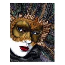 Negro y máscara del carnaval del oro por PSOVART Postales