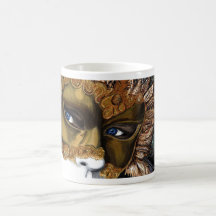 Negro y máscara del carnaval del oro por PSOVART Taza De Café