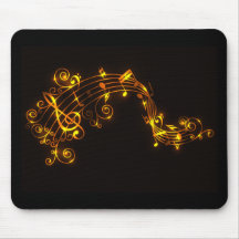 Negro y notas musicales que remolinan Mousepad del Alfombrilla De Raton