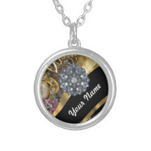 Negro y oro bling collares