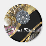 Negro y oro bling iman