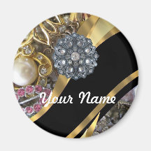 Negro y oro bling iman