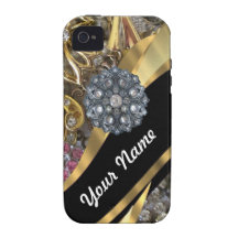 Negro y oro bling iPhone 4 carcasa