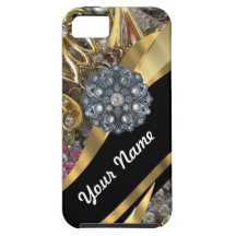 Negro y oro bling iPhone 5 carcasa