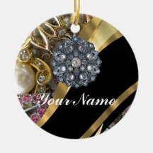 Negro y oro bling ornamento de reyes magos