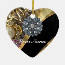 Negro y oro bling ornamentos para reyes magos