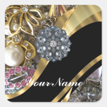 Negro y oro bling pegatina