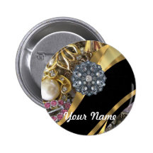 Negro y oro bling pin