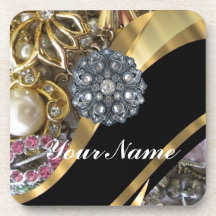 Negro y oro bling posavasos