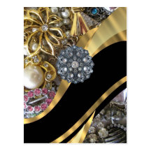 Negro y oro bling tarjetas postales