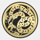 Negro y pegatina chino de la serpiente del oro