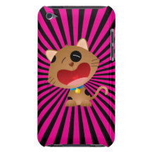 Negro y rosa gritadores lindos del gatito del dibu Case-Mate iPod touch fundas