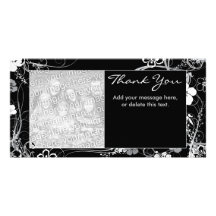 Negros modernos y el gris le agradecen Photocard Tarjeta Con Foto Personalizada