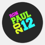 NEÓN DE LA OSCILACIÓN DE RON PAUL 2012 PEGATINAS REDONDAS
