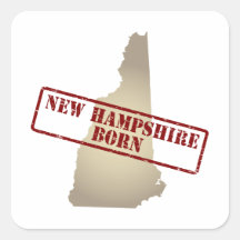 New Hampshire llevado - sello en mapa Calcomanía Cuadradas Personalizadas
