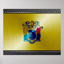 New Jersey cepilló la bandera del metal Impresiones