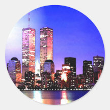 New York City en la noche Pegatina Redonda