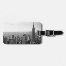 New York City negro y blanco Etiquetas Bolsa