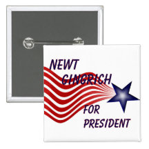 Newt Gingrich para el presidente estrella fugaz Pin