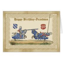Nieto del cumpleaños, caballeros Jousting, caballo Felicitación