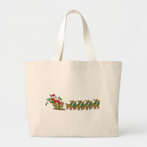 Nikolaus Santa Claus Schlitten sleigh Leinentasche