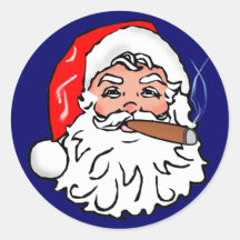 Nikolaus Weihnachtsmann Zigarre Santa Claus cigar Runder Sticker