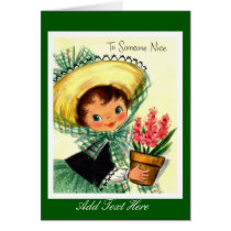 Niña de la tarjeta del vintage "alguien Niza " tarjetas