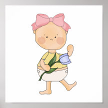 niña de pascua con el tulipán de la primavera posters
