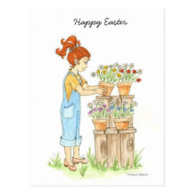 Niña feliz de Pascua Postal