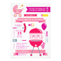 Niña - invitación moderna de la ducha del Bbq