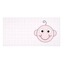 Niña linda. Fondo rosado del control Tarjeta Fotográfica Personalizada