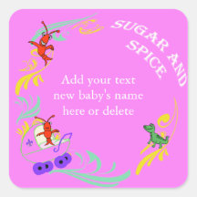 Niña linda personalizada de Cajun Calcomanías Cuadradas