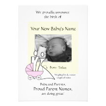 Niña recién nacida invitación personalizada