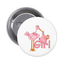 Niña rosada de la cigüeña pin