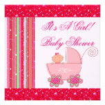 Niña y fiesta de bienvenida al bebé reluciente del invitacion personalizada