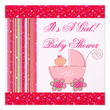 Niña y fiesta de bienvenida al bebé reluciente del invitacion personalizada