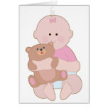 Niña y peluche tarjeta