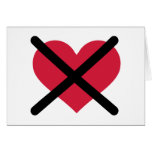 Ningún corazón del rojo del amor tarjeta