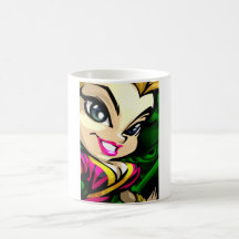 Ninjabra - Kiara en fondo verde Taza De Café
